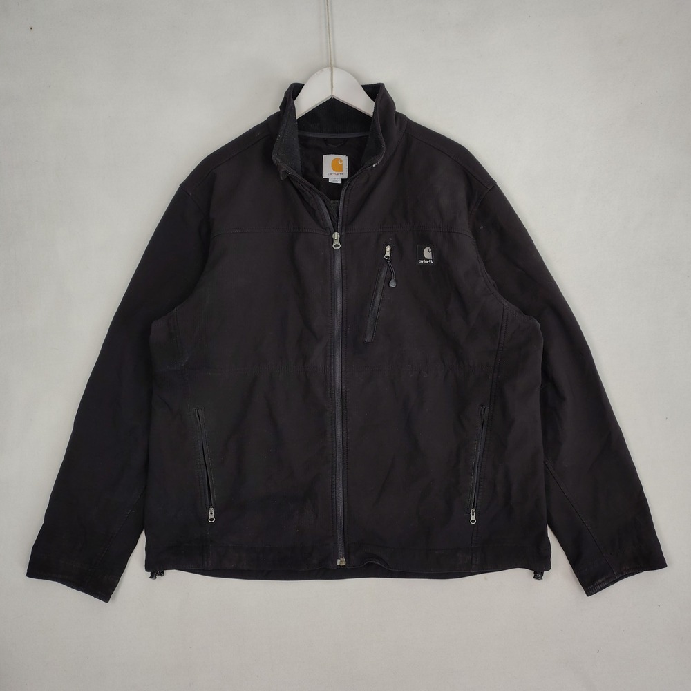 Carhartt J250 BLK Crowley Softshell Jacket Mens Large Black Full Zip Microfleece